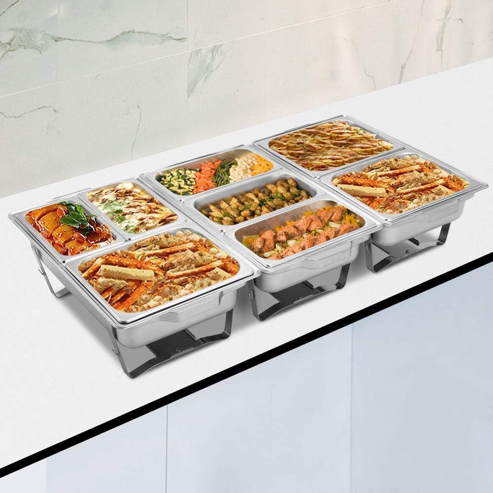 ROVSUN 8 Quart Stainless Steel Silver Chafing Dish Buffet Set 1/3 Food Pan