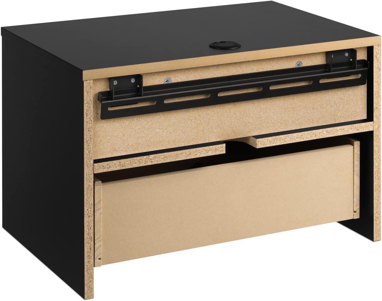 Floating 1 Drawer Nightstand with Open Shelf Black - Prepac: Modern Wall-Mounted Design, Cable Management, Laminated Surface
