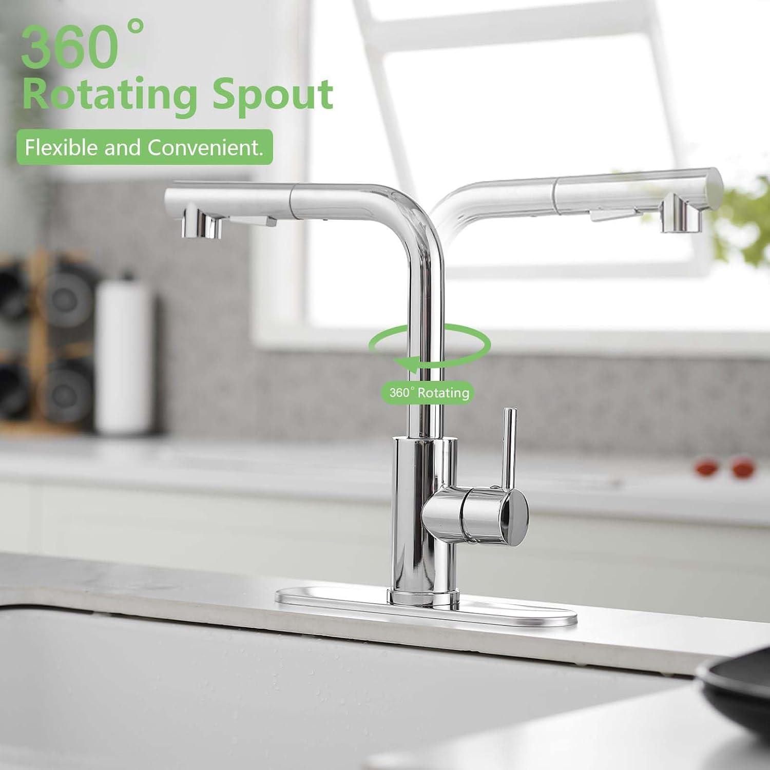 Polished Chrome Single Handle Pull-Out Spray Kitchen Faucet