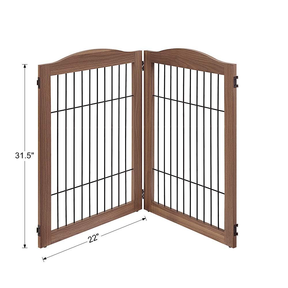 unipaws Extension Kit with Wood and Wire 2 Panels, Walnut