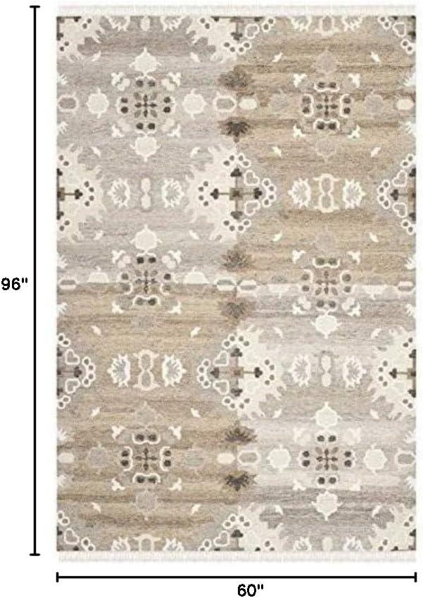 Natural Kilim NKM318 Hand Woven Area Rug - Grey/Multi - 5'x8' - Safavieh.