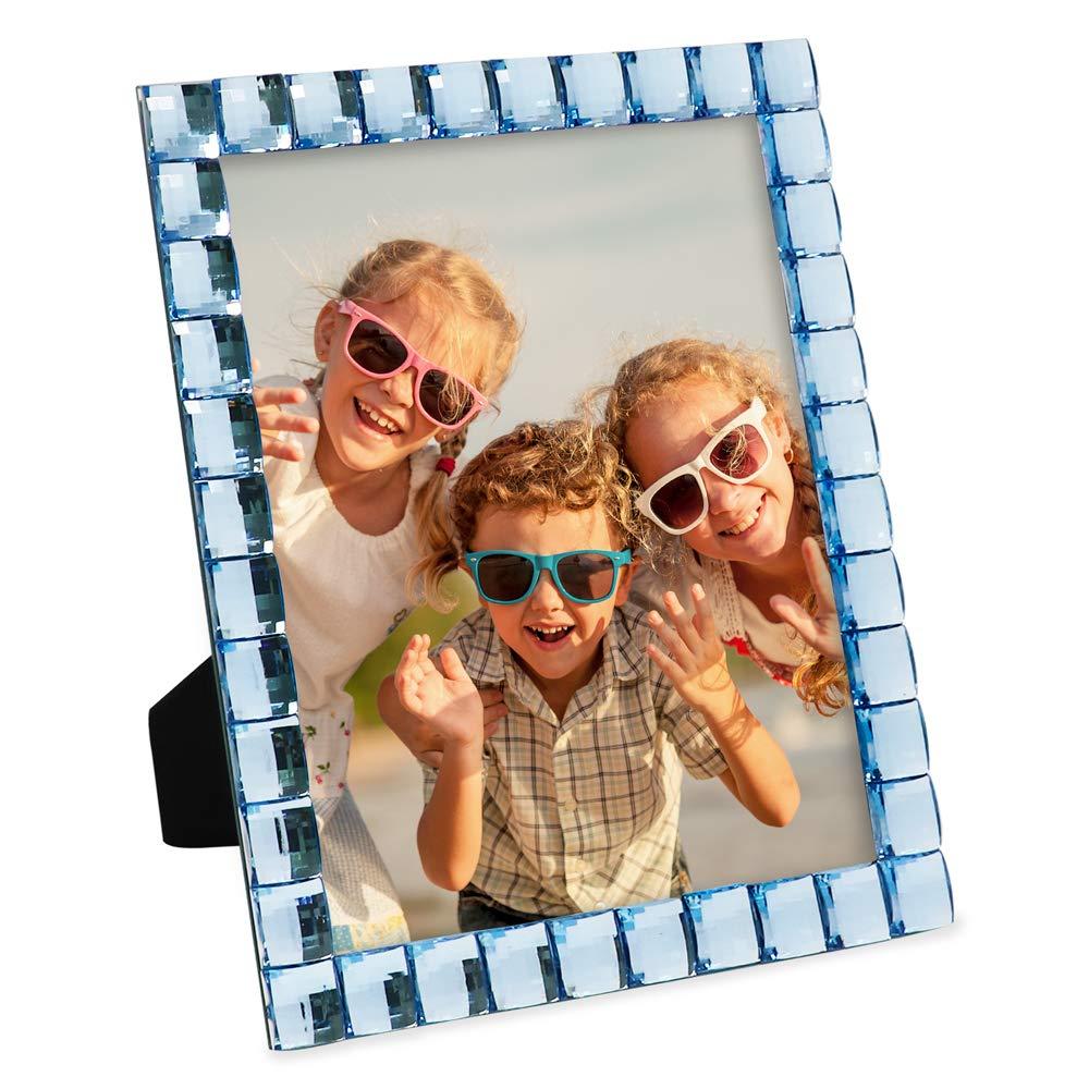 Isaac Jacobs Decorative Sparkling Light Blue Jewel Picture Frame, Photo Display & Home Décor 8x10
