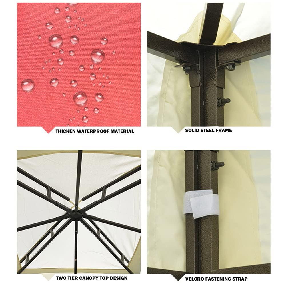 Sunny Replacement Canopy Top Cover for 10'X10' Gazebo Polyester Double Tiers for Outdoor Garden Patio Pavilion Sunshade
