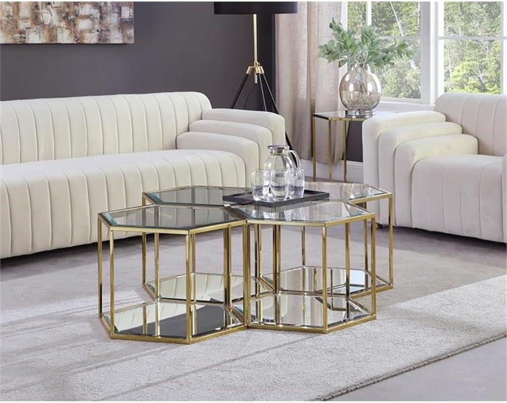 Meridian Furniture Sei Modular Stainless Steel and Glass 4 Piece Coffee Table