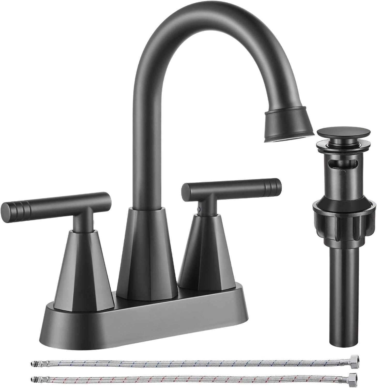 Centerset 2-handle Bathroom Faucet with Drain Assembly