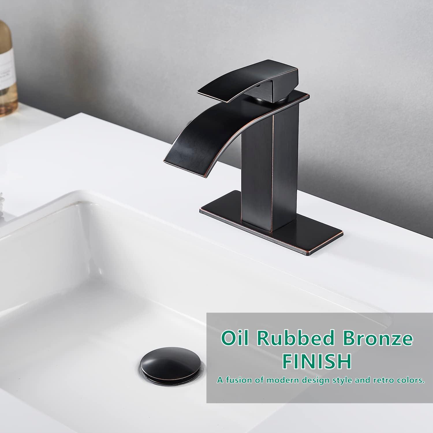 Oil Rubbed Bronze Single Handle Waterfall Bathroom Faucet