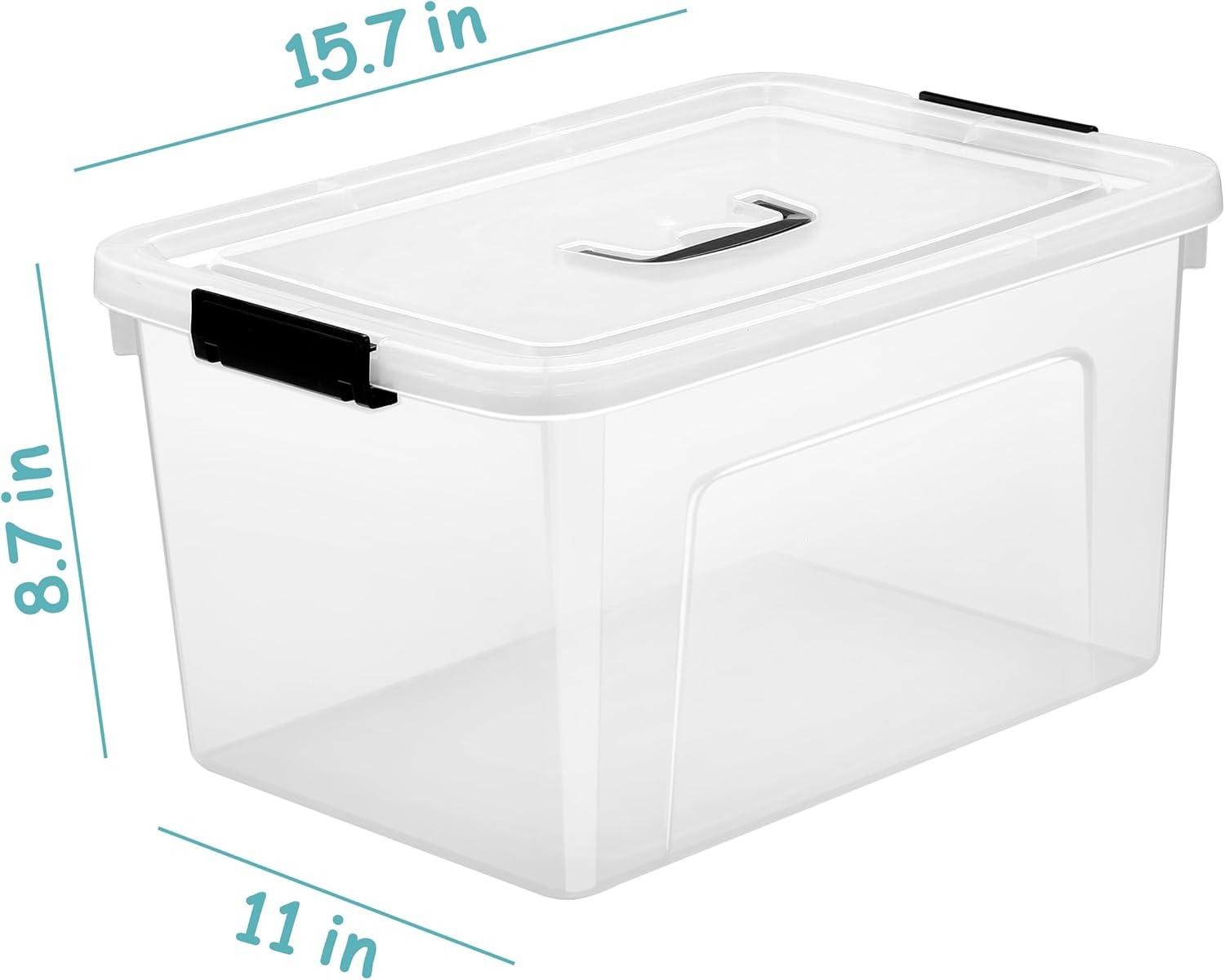 19 Quart Clear Plastic Stackable Storage Bins with Lids, 6-Pack