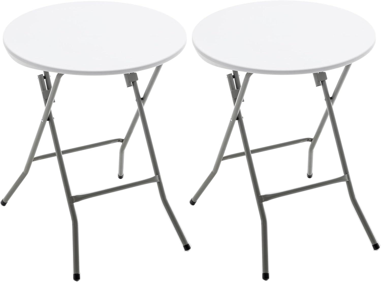BTEXPERT Set of 5, White 24" Round Plastic Folding Table Commercial Portable for Picnic Party Camping Banquet Card Dining Wedding Event Home Kitchen Indoor Outdoor, 30" Height