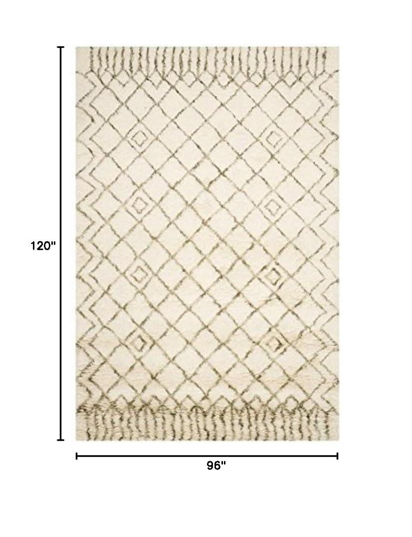 Safavieh Casablanca Contemporary Hand-Knotted Wool Runner Rug-Color:Ivory/Green,Shape:Large Rectangle,Size:8' x 10'