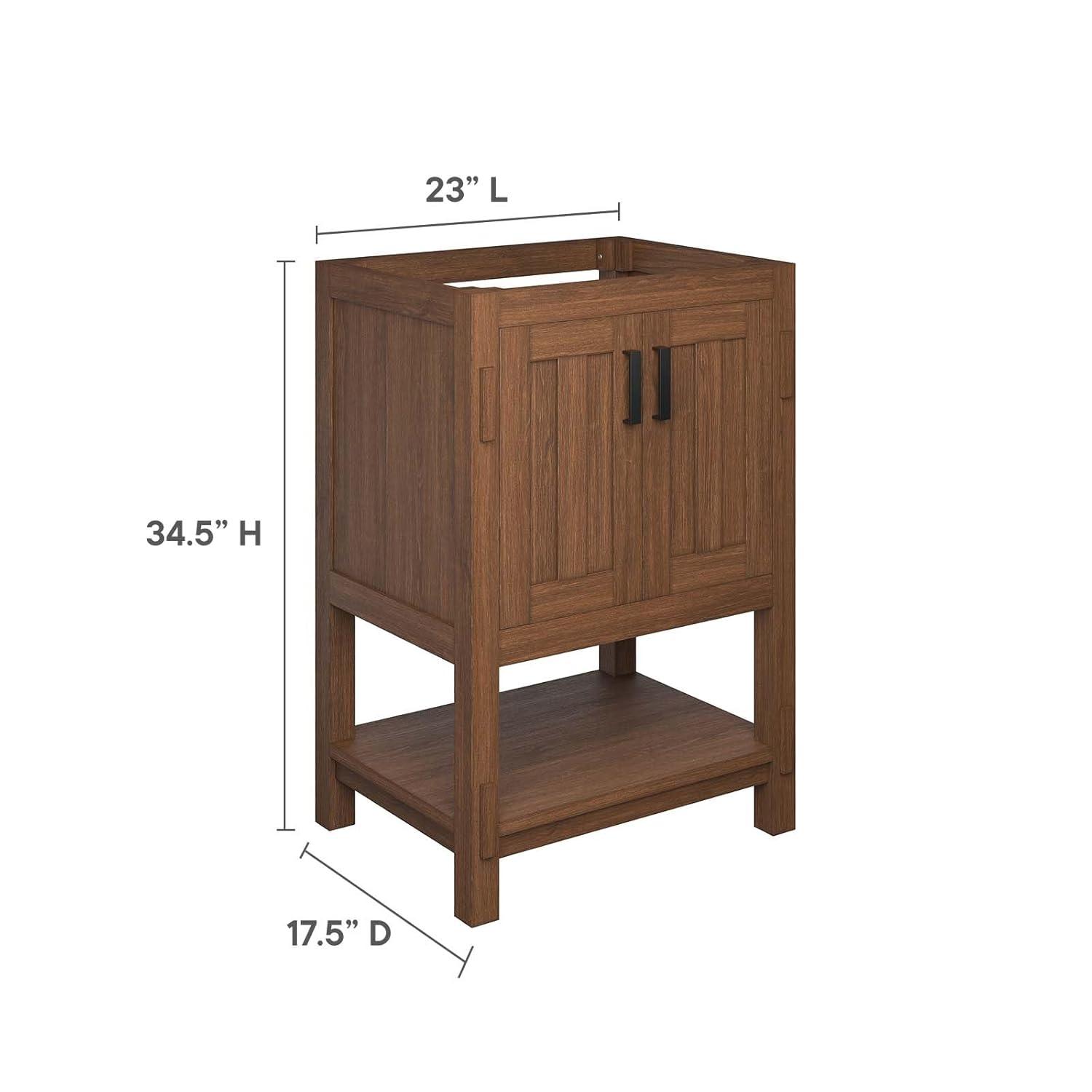 Modway Ashlyn 24” Wood Bathroom Vanity Cabinet (Sink Basin Not Included) in Walnut