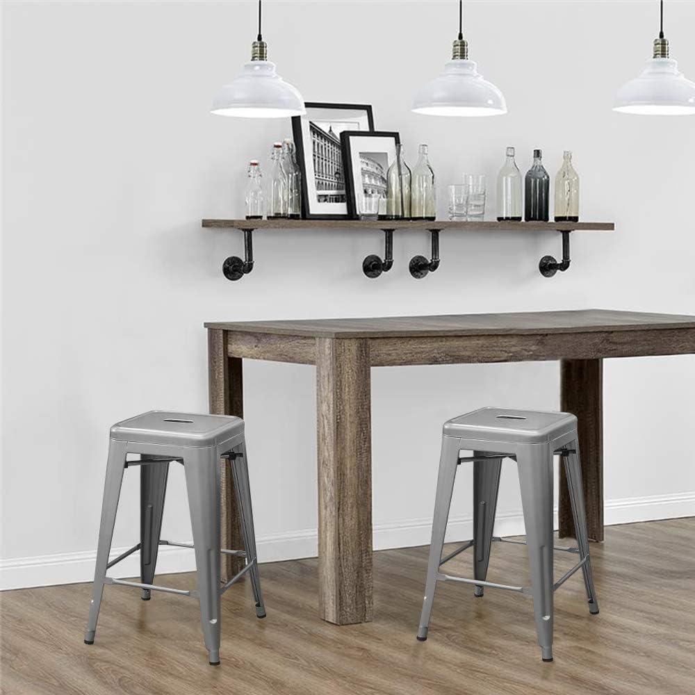 Williston Forge Kohki 24" Counter Stool Metal Bar Stools Counter Height Barstools Backless Indoor/Outdoor Bar Stools Kitchen Counter Stools Chairs(Set of 4)