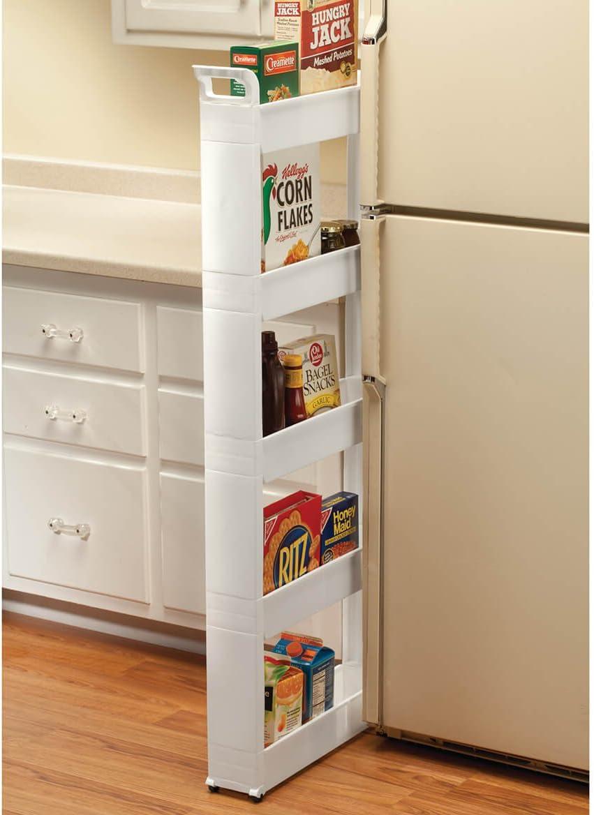 White 5-Tier Slim Rolling Storage Cart