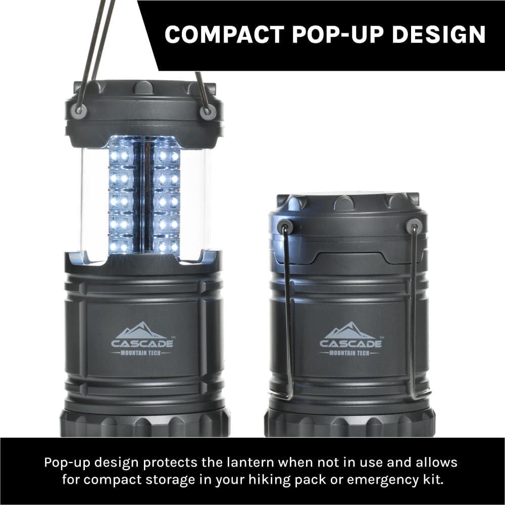 Pop up LED Lantern -2 Pack - Perfect Lighting for Camping, Bbq's and Emergency Light (.5 lbs Each)