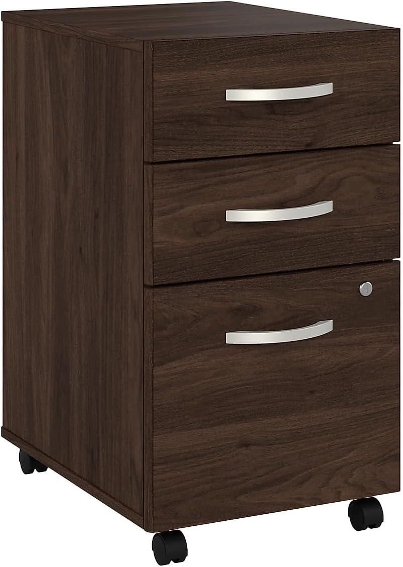 Hybrid 3 Drawer Mobile File Cabinet in Black Walnut - Engineered Wood