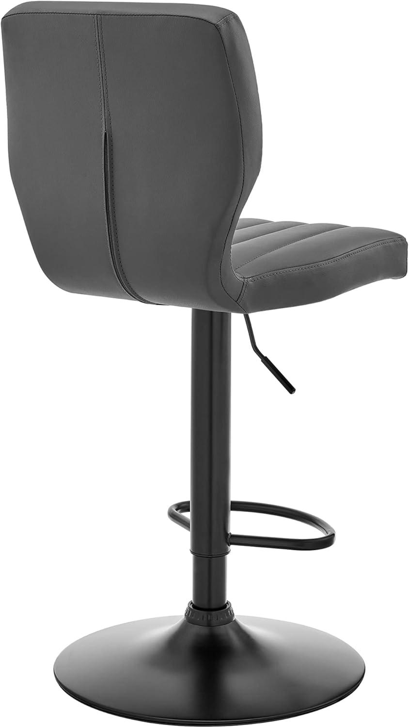 Contemporary Gray Leather Swivel Bar Stool with Adjustable Height