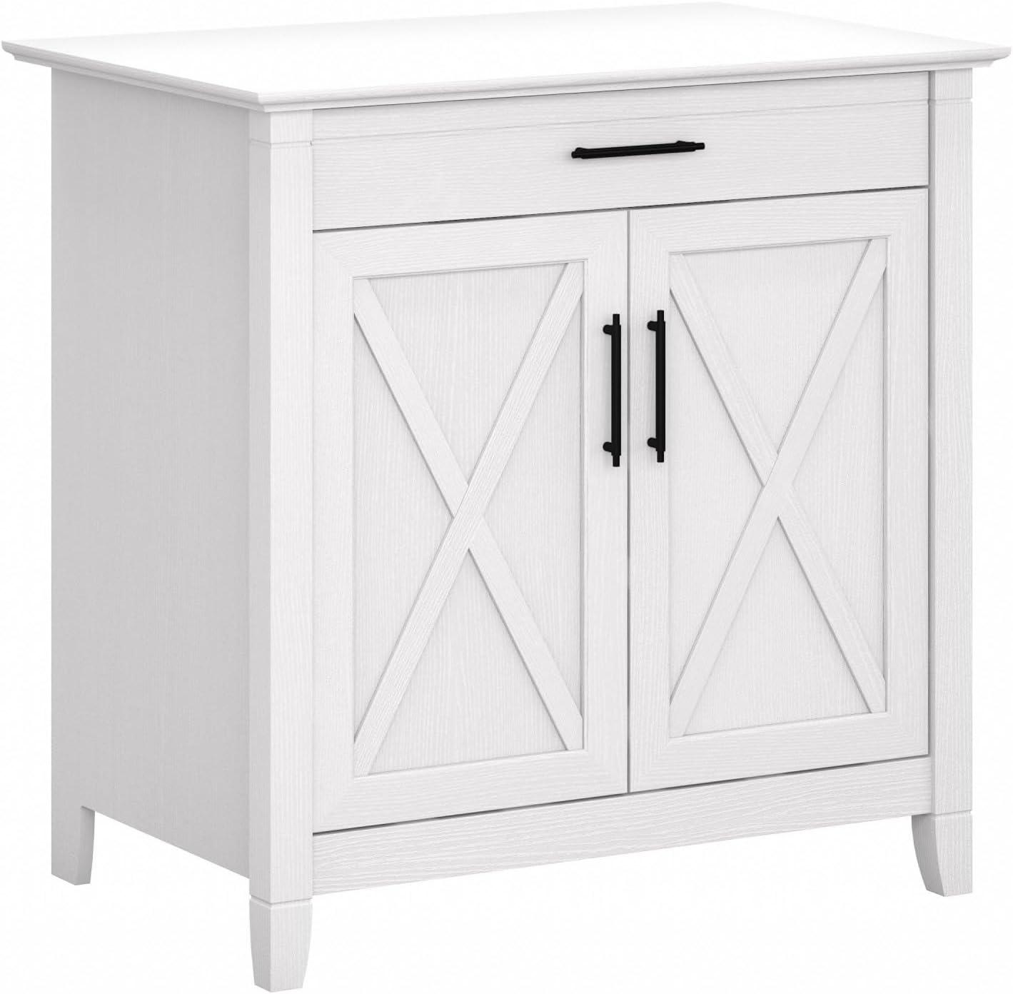 Bush Furniture Key West Secretary Desk with Storage, Pure White Oak