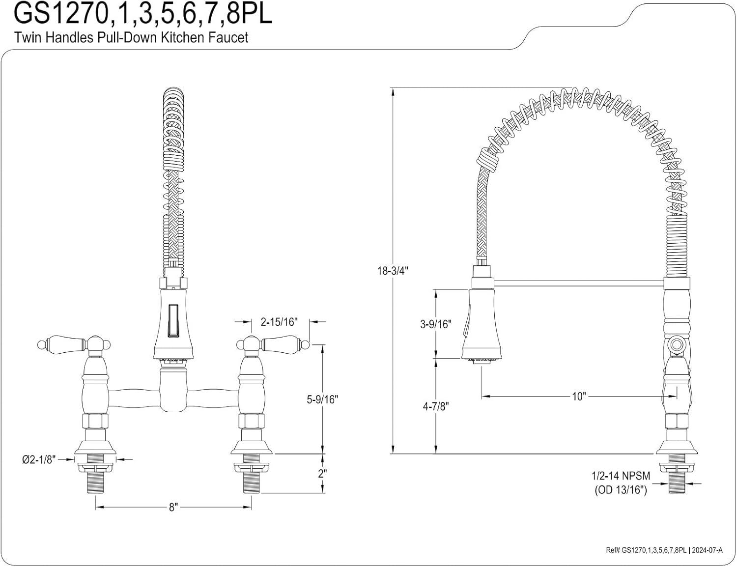 Heritage Polished Chrome Double-Handle Pull-Down Sprayer Kitchen Faucet