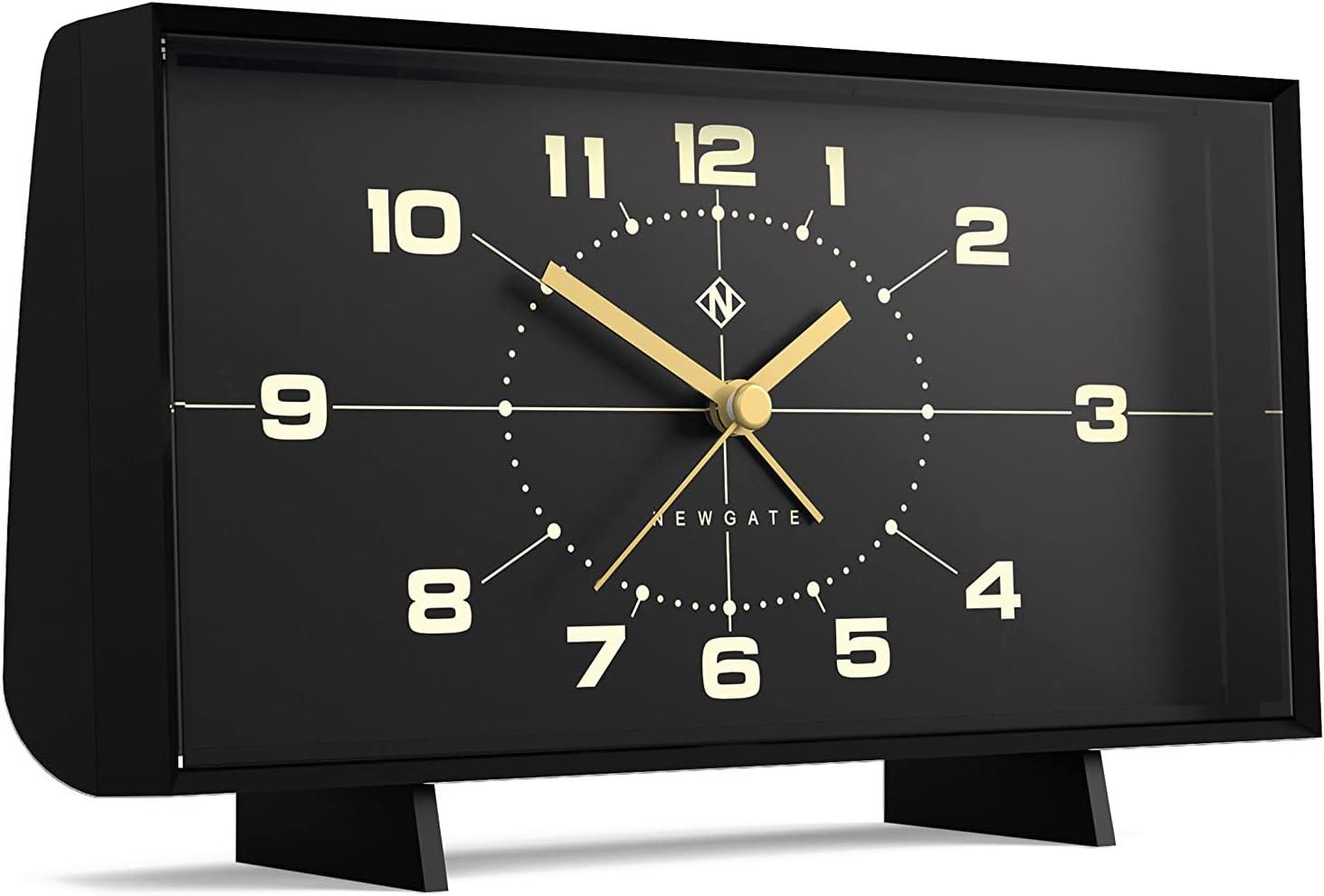 Black Rectangular Acrylic Retro Alarm Clock with Silent Sweep