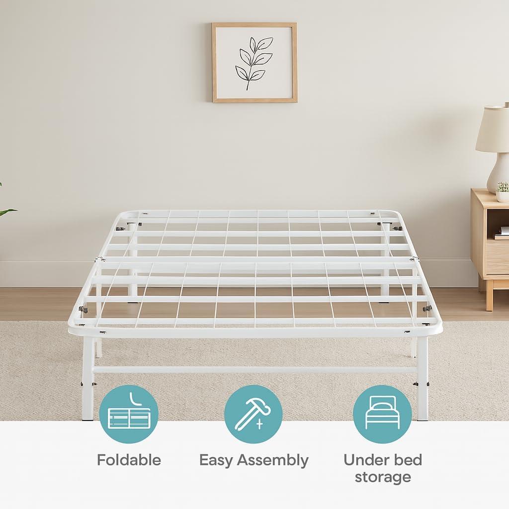 Alwyn Home Muscoy 14" Foldable Steel Bed Frame, No Box Spring Needed, Underbed Storage , Easy Assembly & Reviews | Wayfair