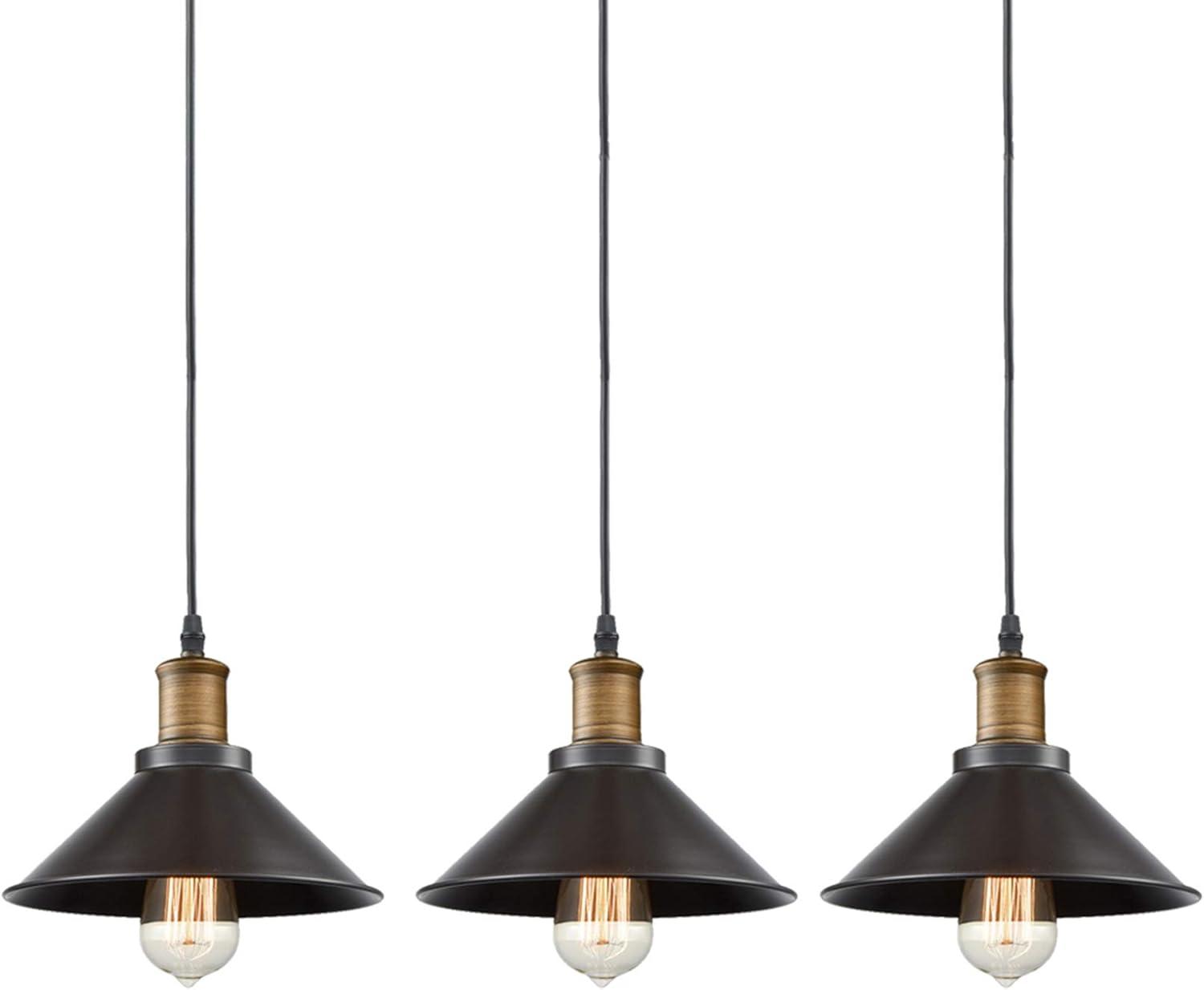 Industrial Bronze Mini Pendant Light 3-Pack with Metal Shades