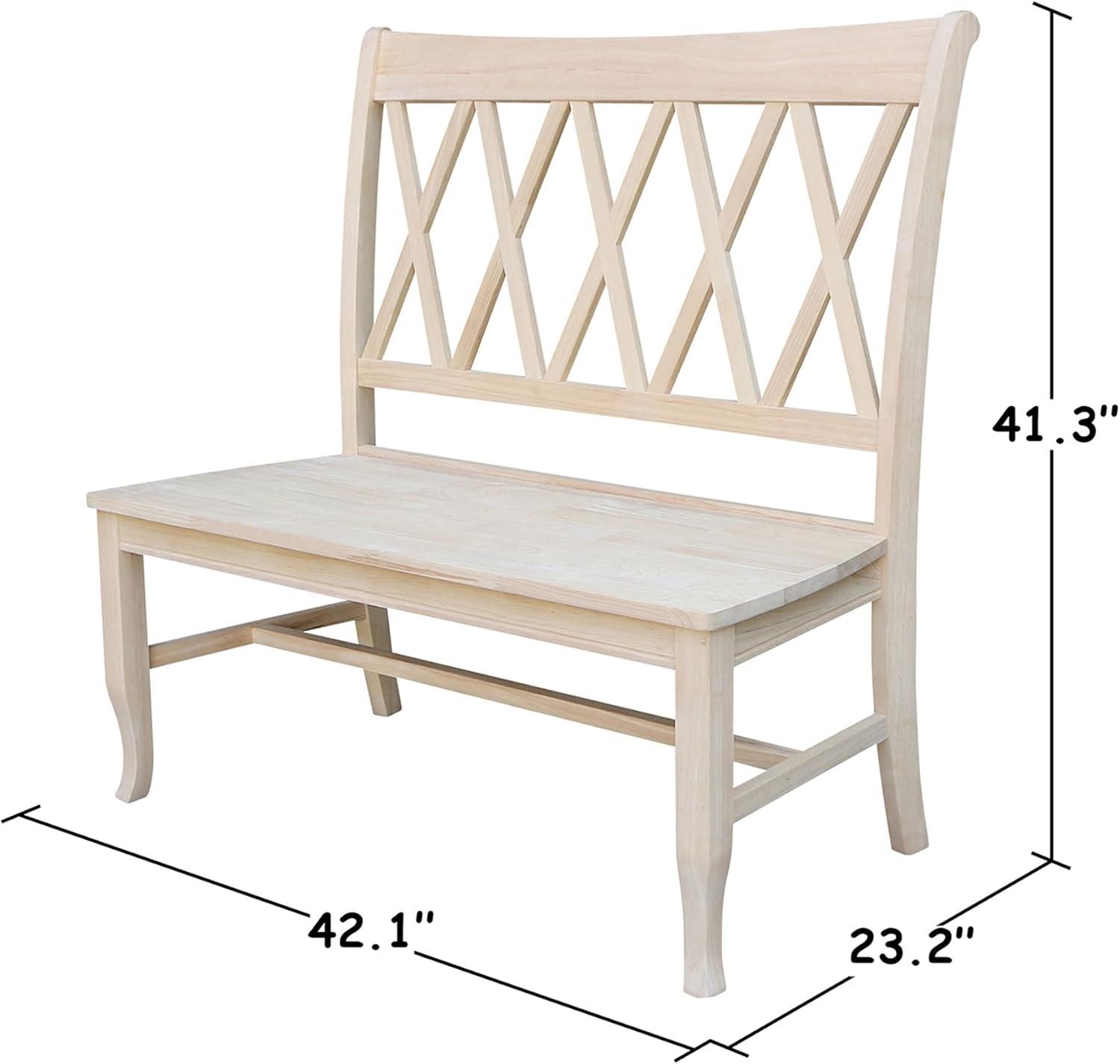 International Concepts Double X - Back Bench - Unfinished : Hardwood Rectangular Dining & Kitchen Seating