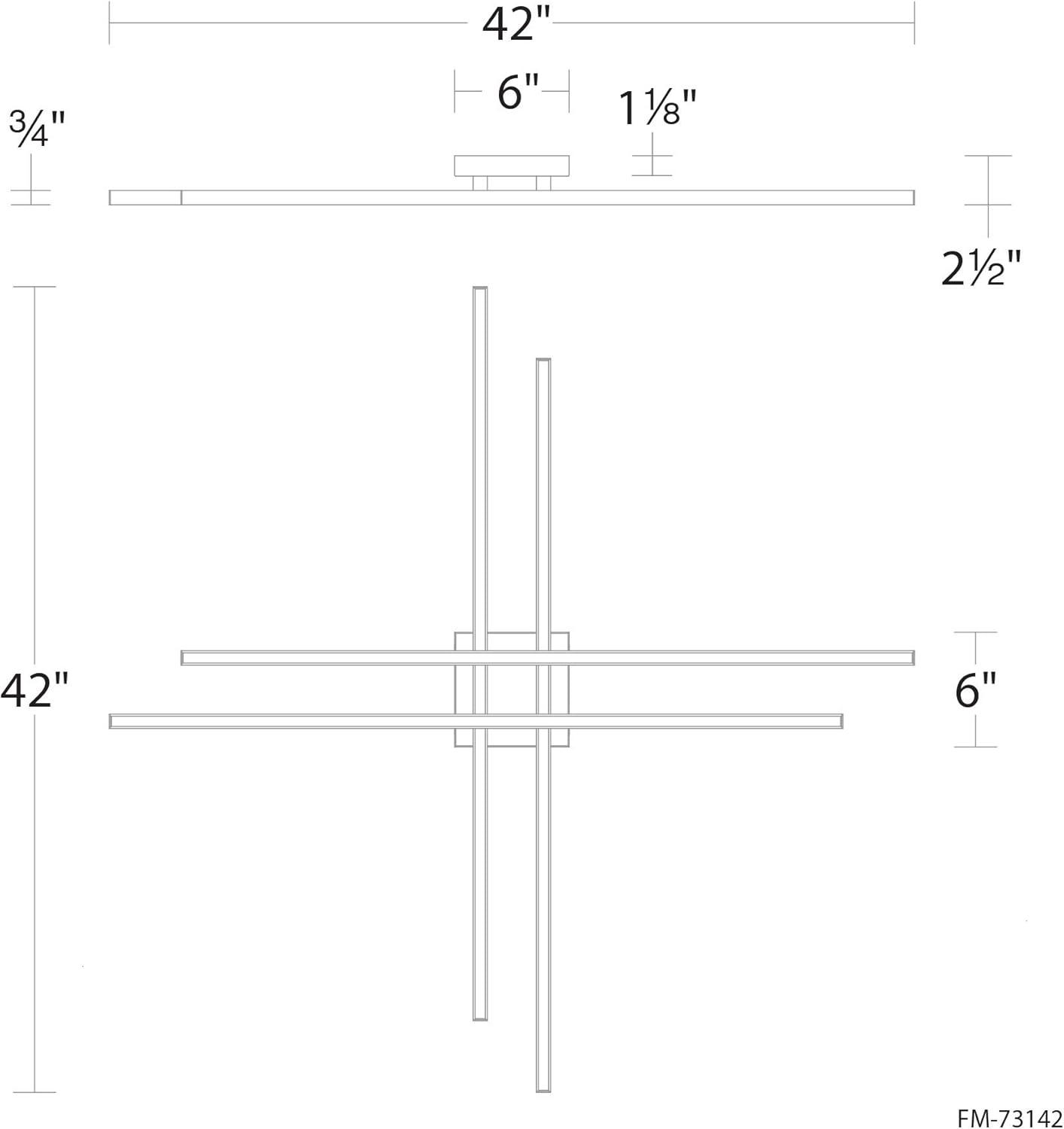 42" Black Glass LED Flush Mount Ceiling Light