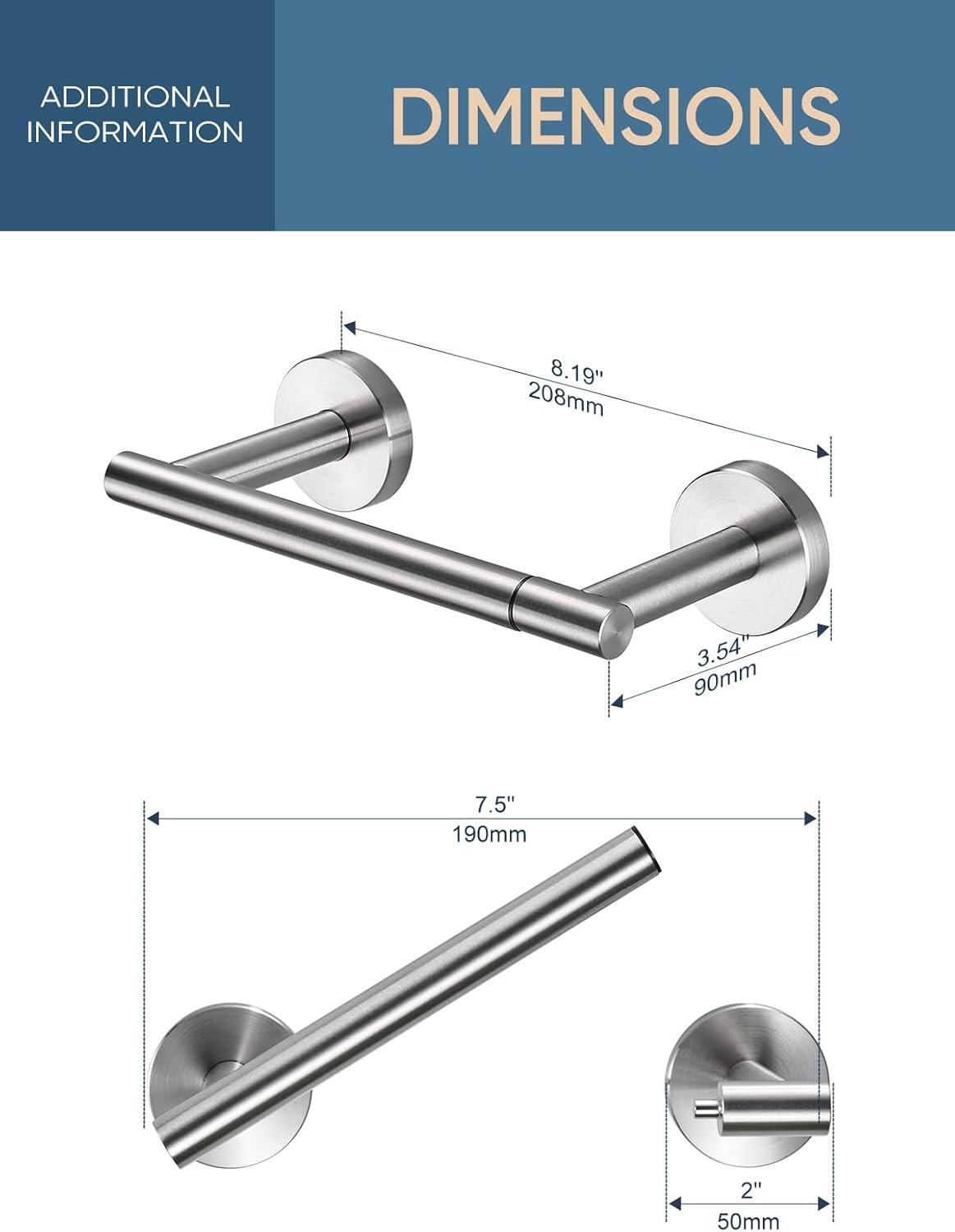 Brushed Nickel Stainless Steel Wall Mounted Toilet Paper Holder