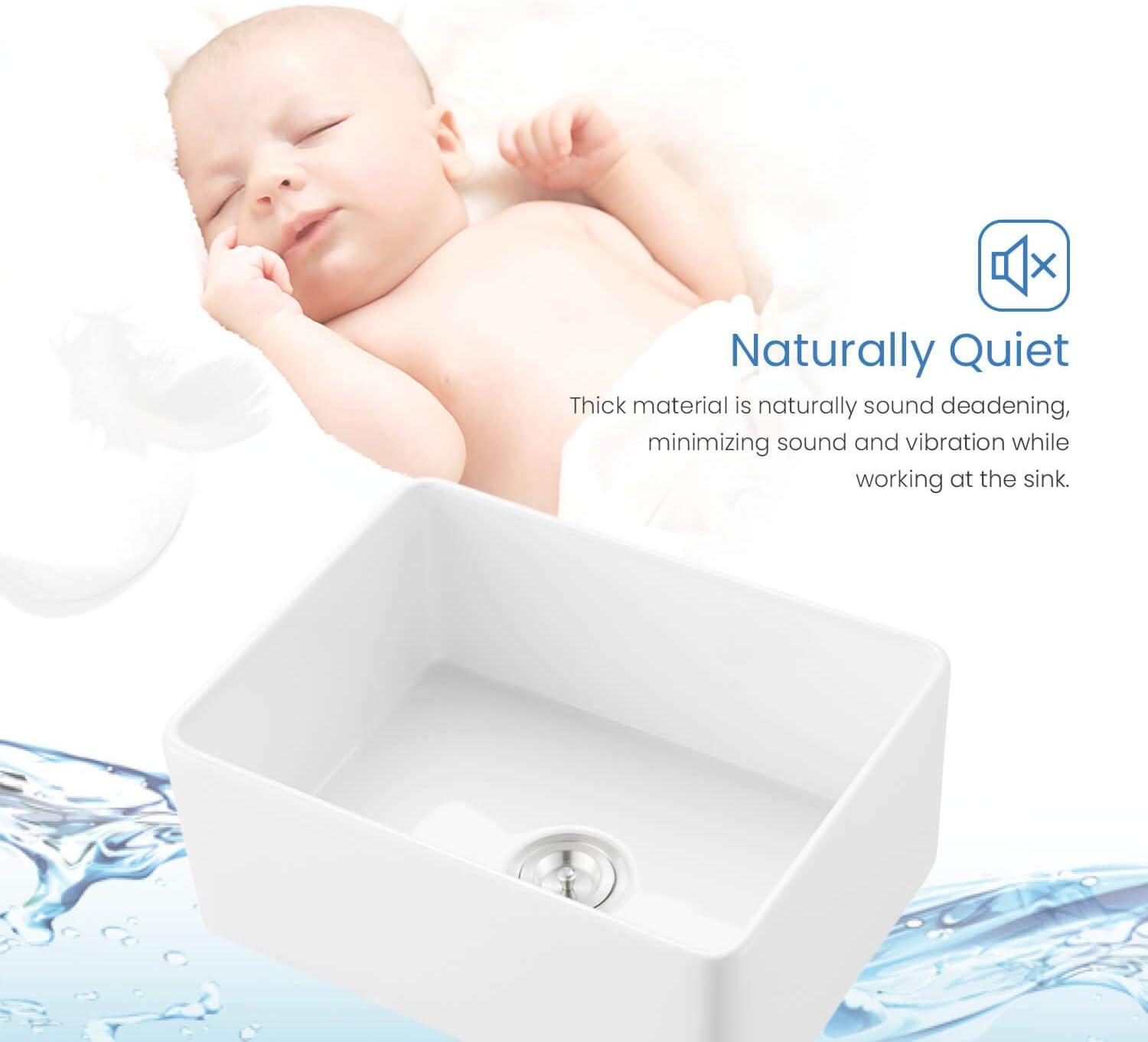 KIBI K2-SF24 Pure 24" W Single Bowl Fireclay Farmhouse Kitchen Sink