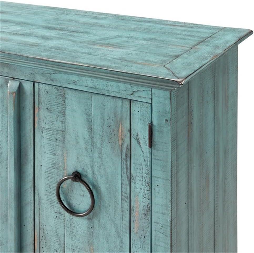 Martin Svensson Home Garden District Solid Wood TV Stand for TVs up to 70", Rustic Turquoise
