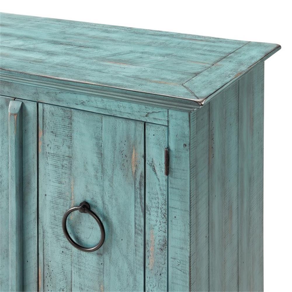 Martin Svensson Home Garden District Solid Wood TV Stand for TVs up to 70", Rustic Turquoise