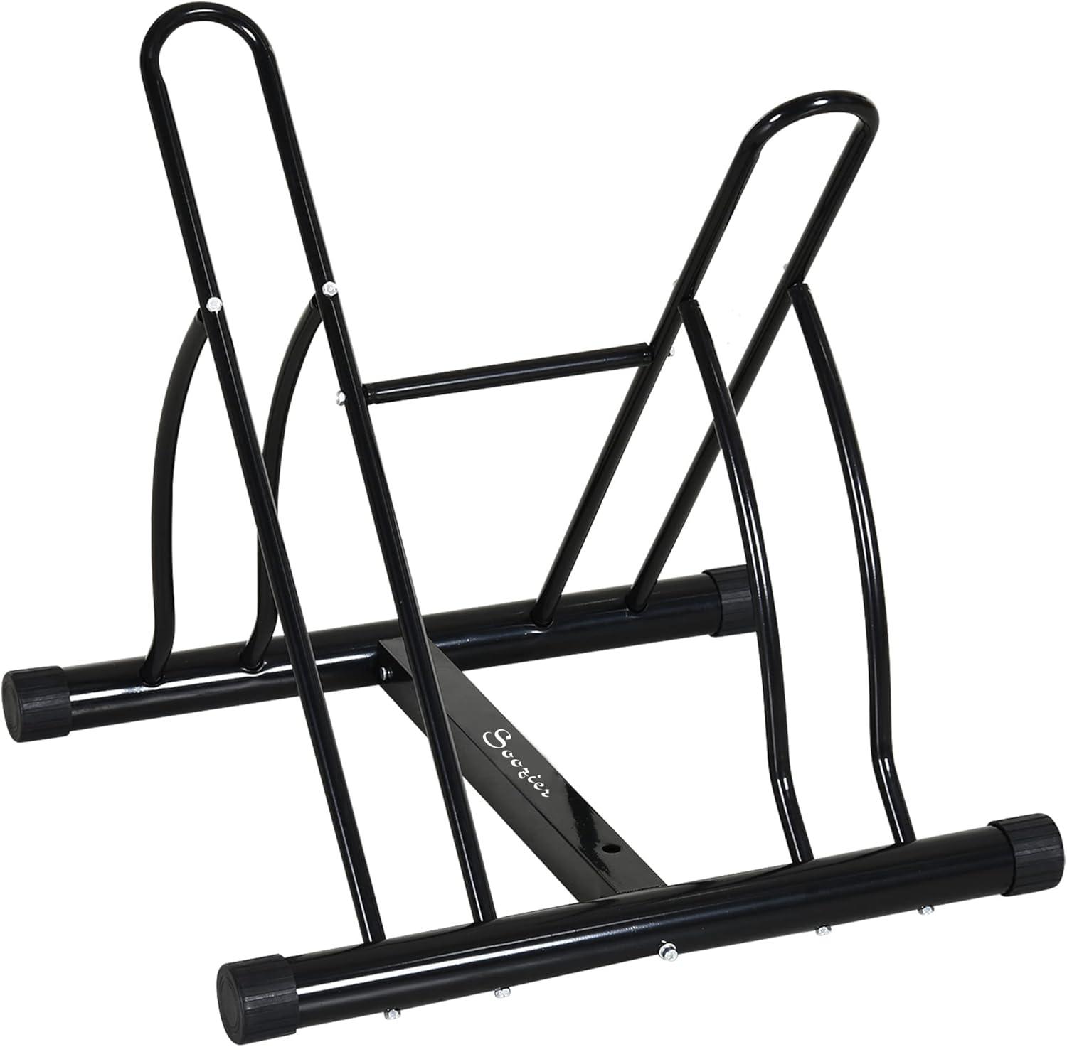 Soozier Bike Rack Floor Stand, 2 Bike Direction Adjustable Bicycle Park for Garage, Free Standing Storage