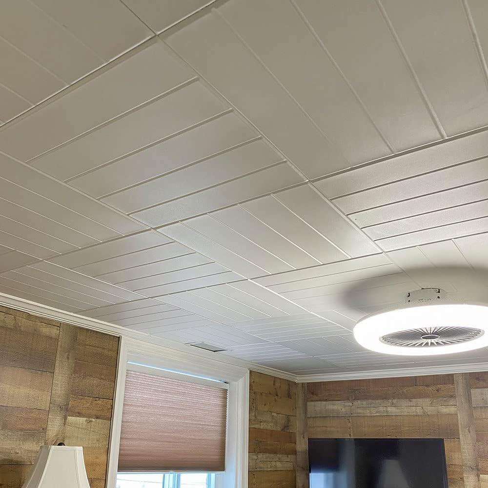 Bead Board 1.6 ft. x 1.6 ft. Polystyrene Glue-up Ceiling Tile