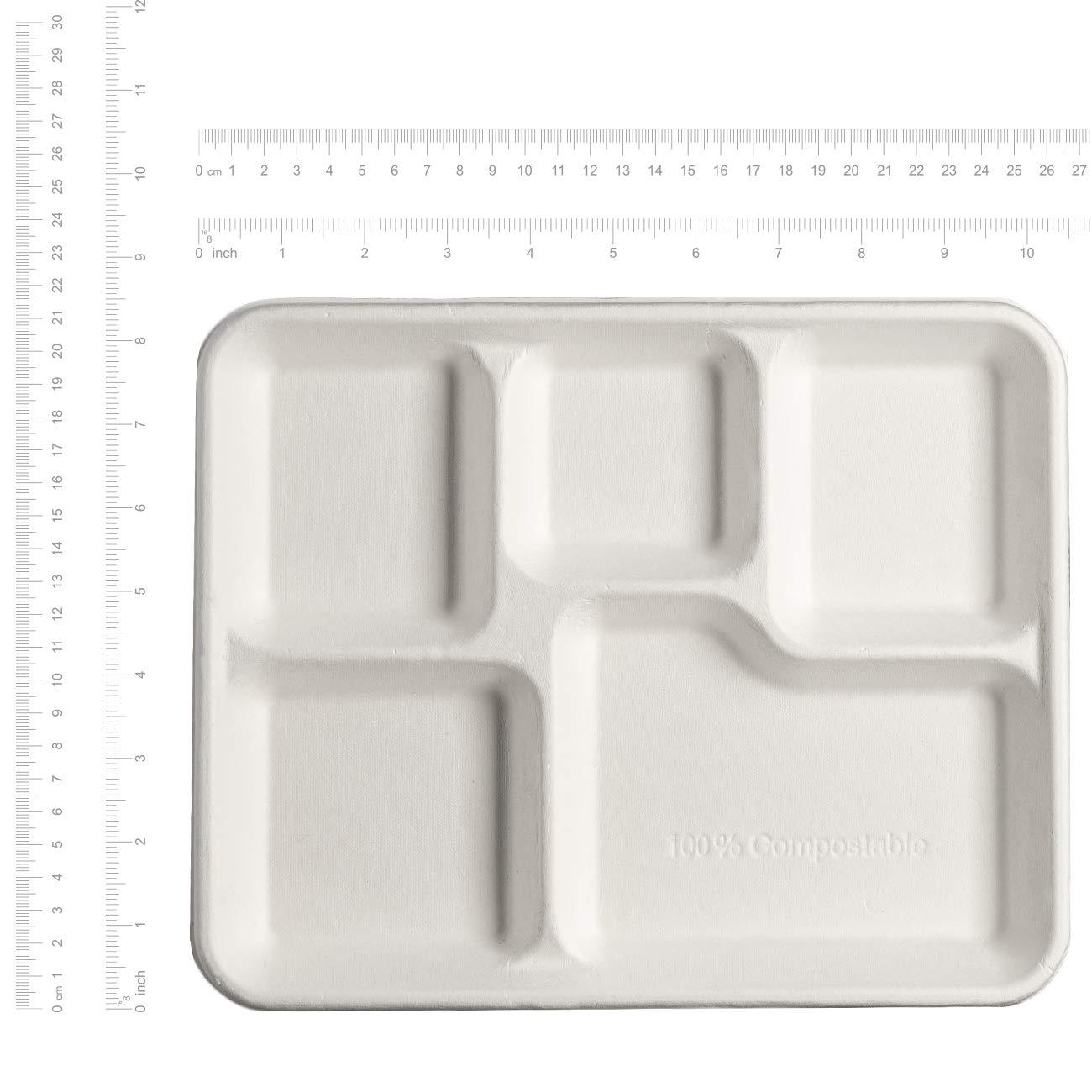 GUSTO Heavy Duty Paper Plates Bulk Rectangular Disposable Dinner Plates, 125-Pack White