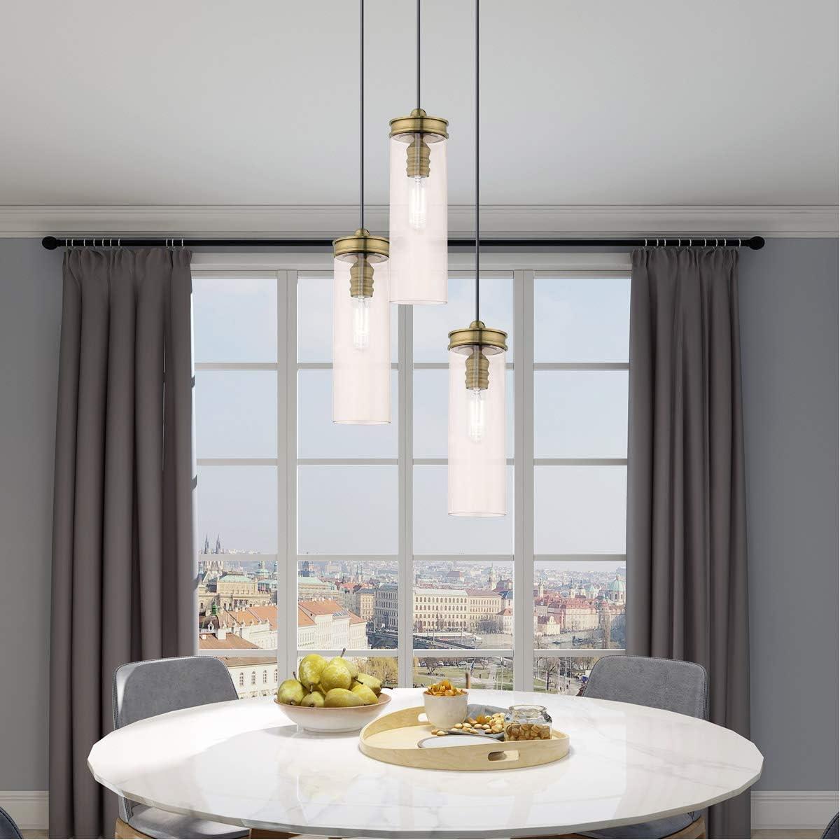Livex Lighting Art Glass 1 - Light Pendant in  Antique Brass