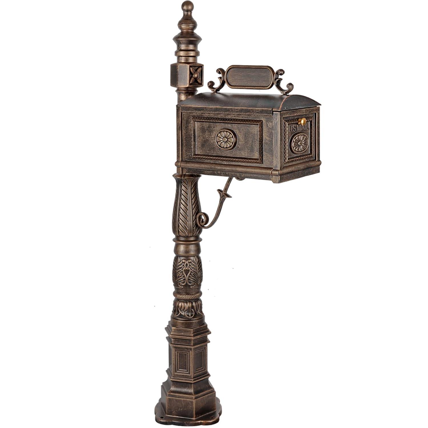 Polar Aurora Cast Aluminum Mailbox With Post Barcelona Decorative Modern Mail Box For Outside