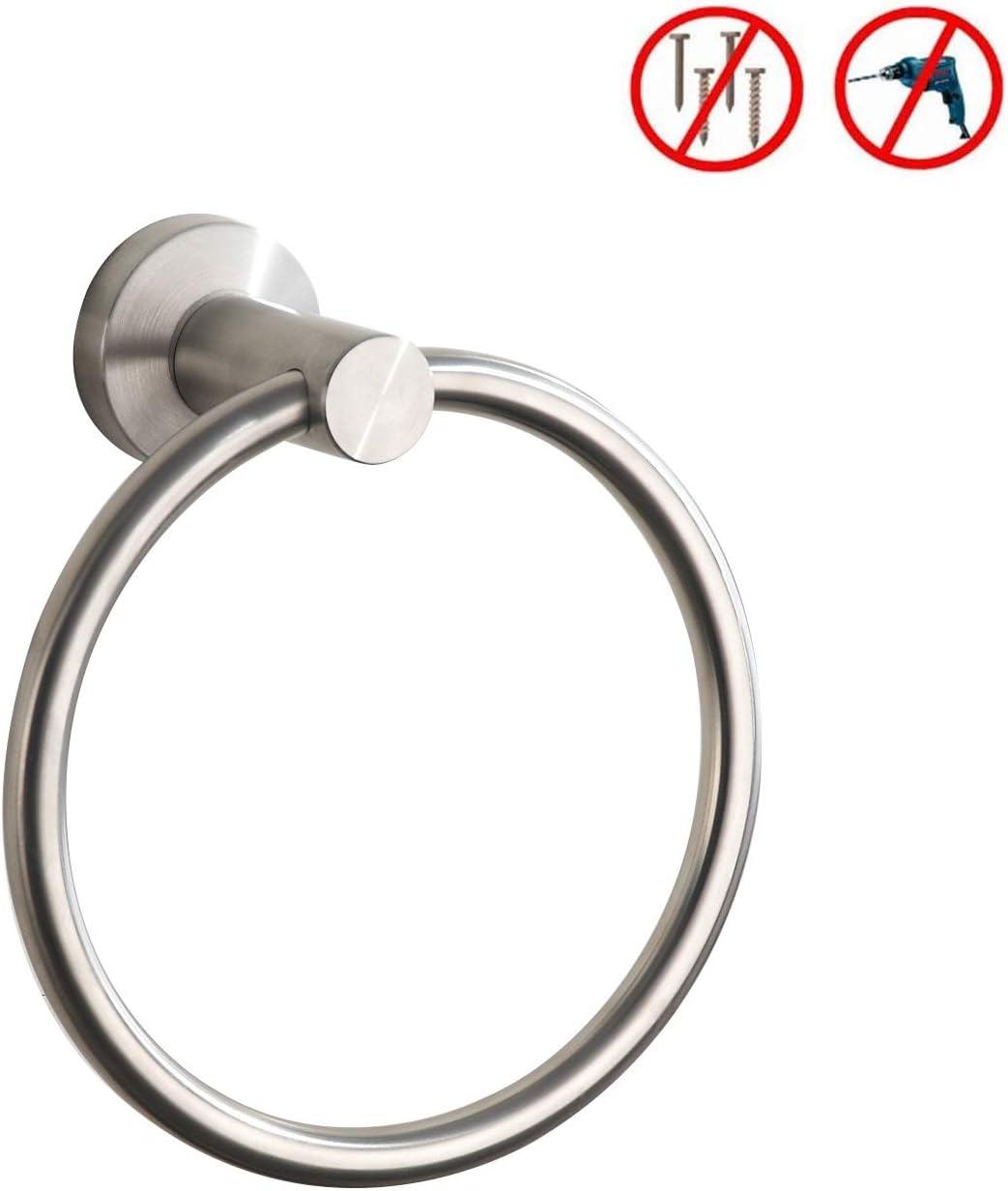 Towel Ring Brushed Nickel, Bath Hand Towel Ring Stainless Steel Round Towel Holder for Bathroom