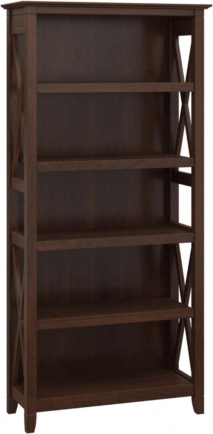 65.98" 5 Shelf Key West Bookshelf Bing Cherry - Bush Furniture: Adjustable Storage, MDF Laminate