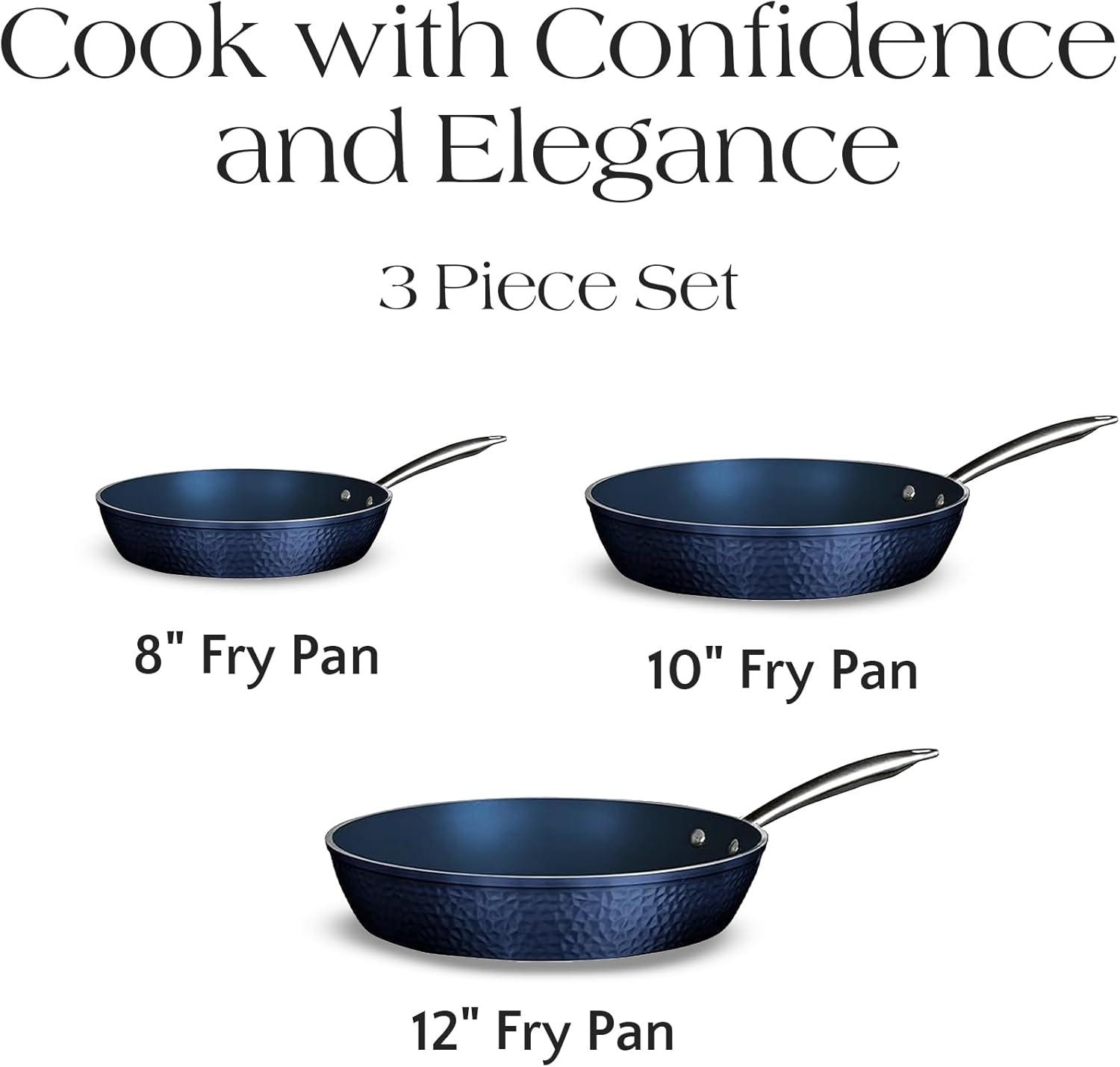 Orgreenic Ceramic Nonstick 6-PC Sauté & Frying Pan Set, 8", 10",12" with Glass Lids