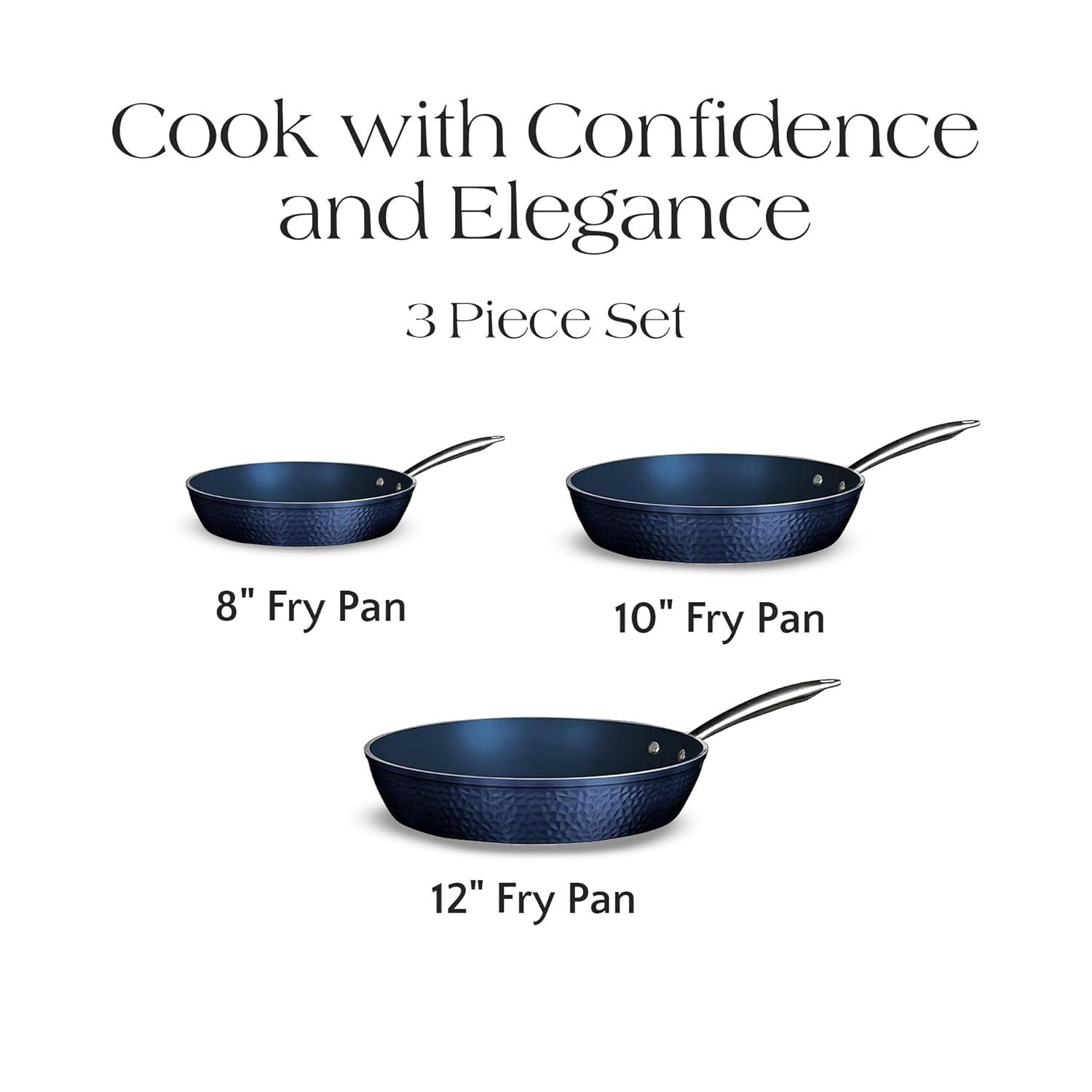 Orgreenic Ceramic Nonstick 6-PC Sauté & Frying Pan Set, 8", 10",12" with Glass Lids