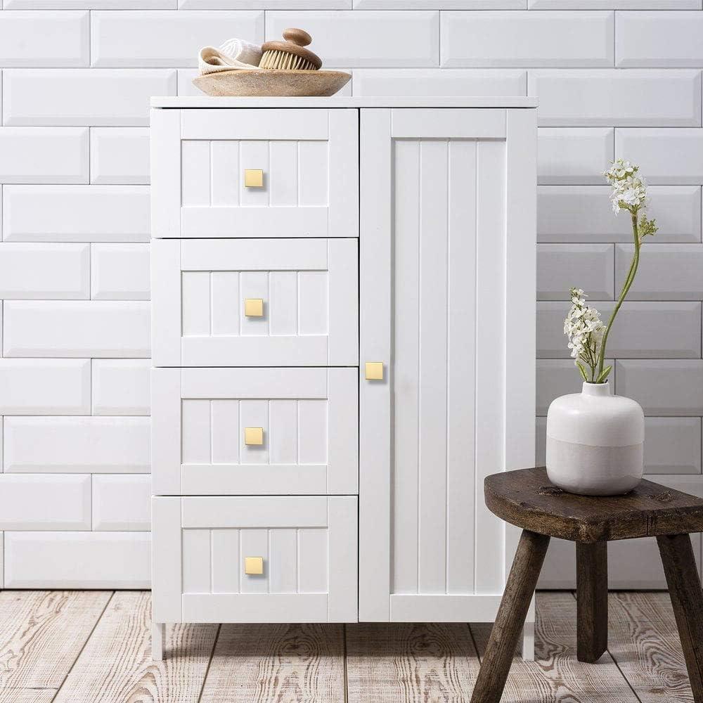 Haliwu 20 Pack Gold Cabinet Knobs Brushed Brass Dresser Drawer Knobs Square Gold Kitchen Cabinet Hardware Zinc Alloy