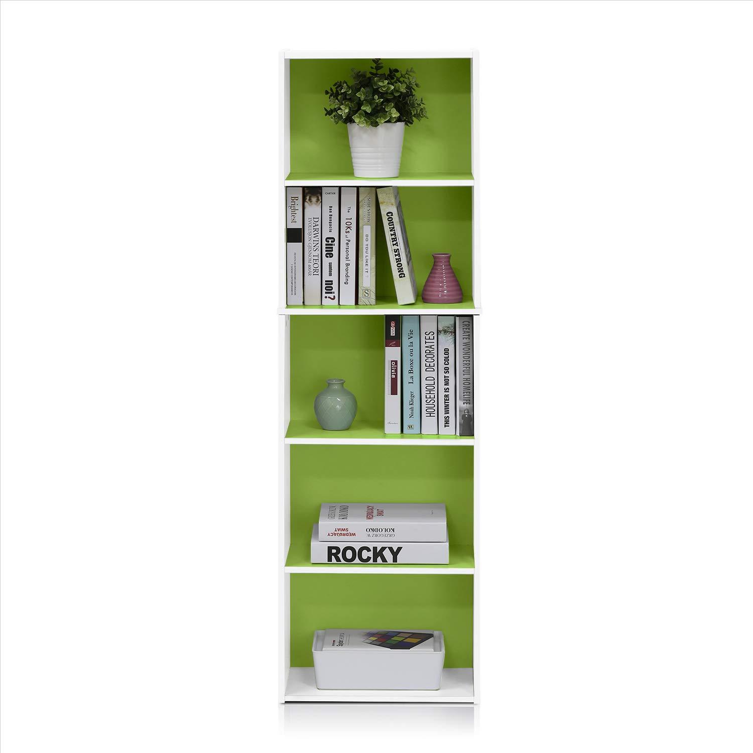 Furinno 5 Cube Reversible Storage Bookcase Open Shelf Organzier Horizontal Vertical,Green