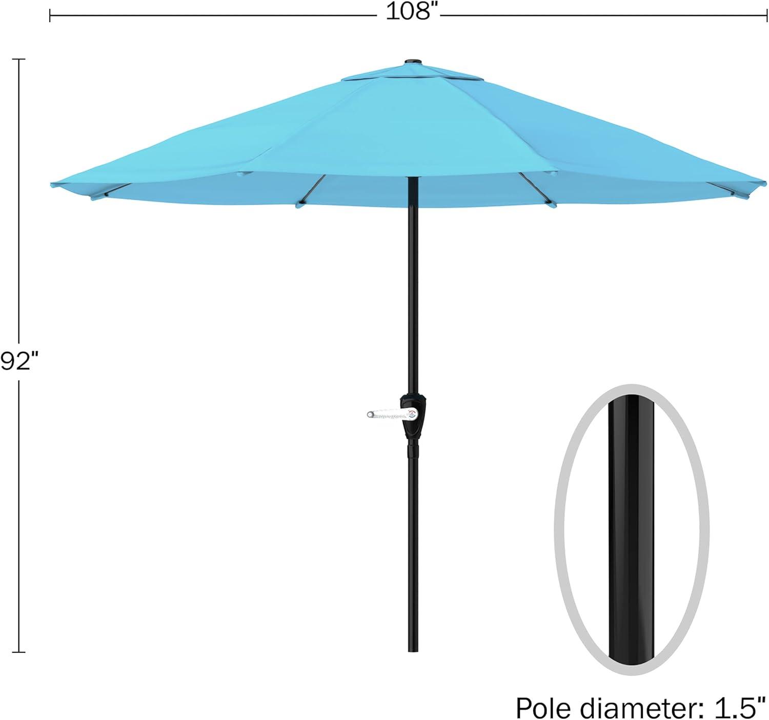 Pure Garden 9FT Outdoor Vented Patio Umbrella with Easy Crank (Blue)