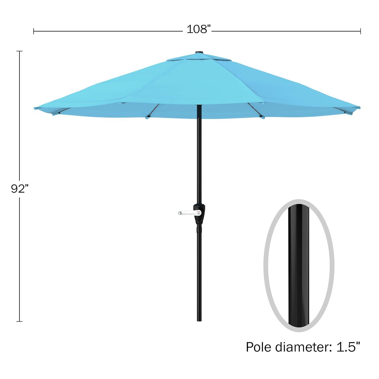 Pure Garden 9FT Outdoor Vented Patio Umbrella with Easy Crank (Blue)