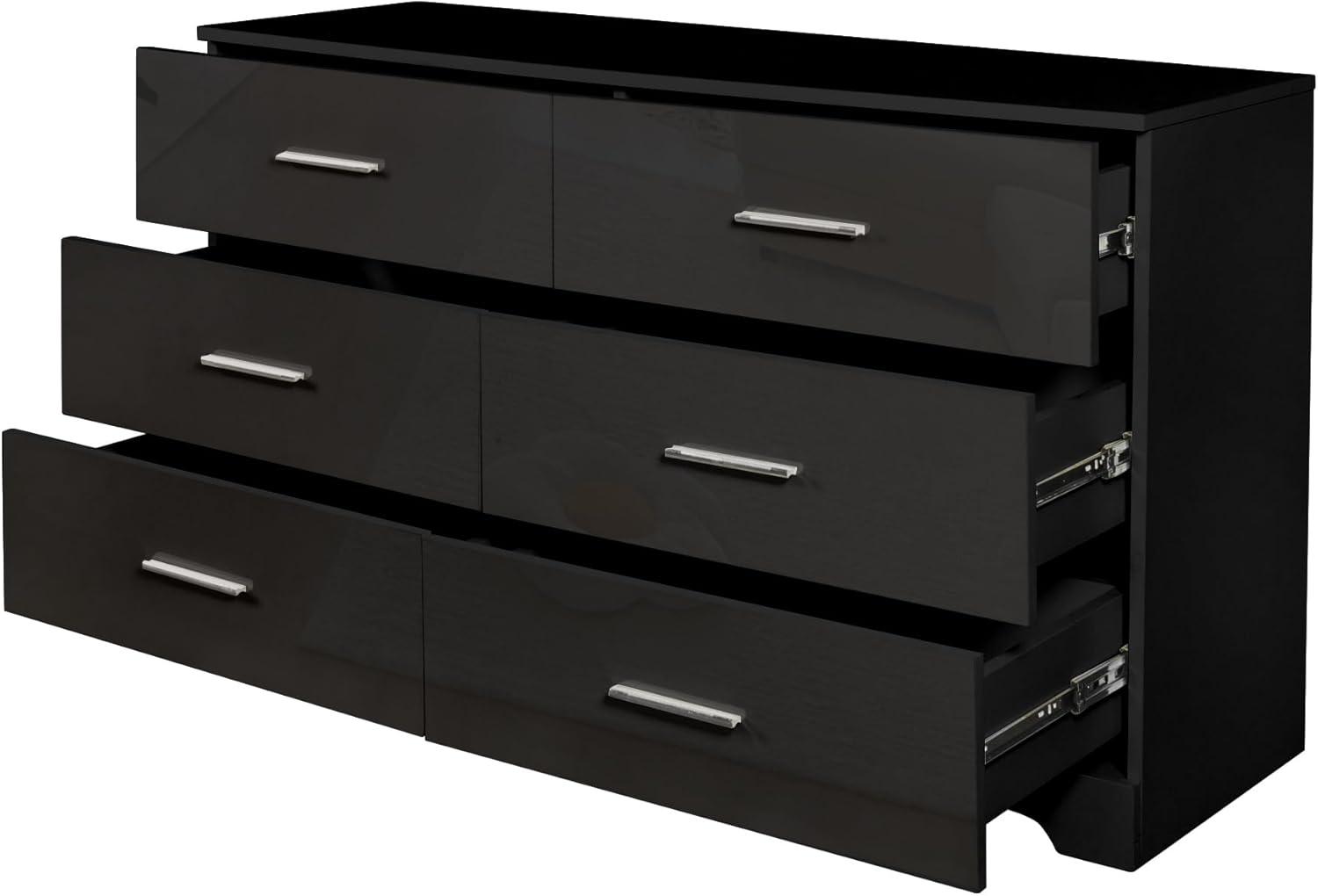 Ktaxon Bedroom Dresser with 6 Drawers, Wooden Double Dresser for Entryway, Wide Storage Cabinet for Living Room, White