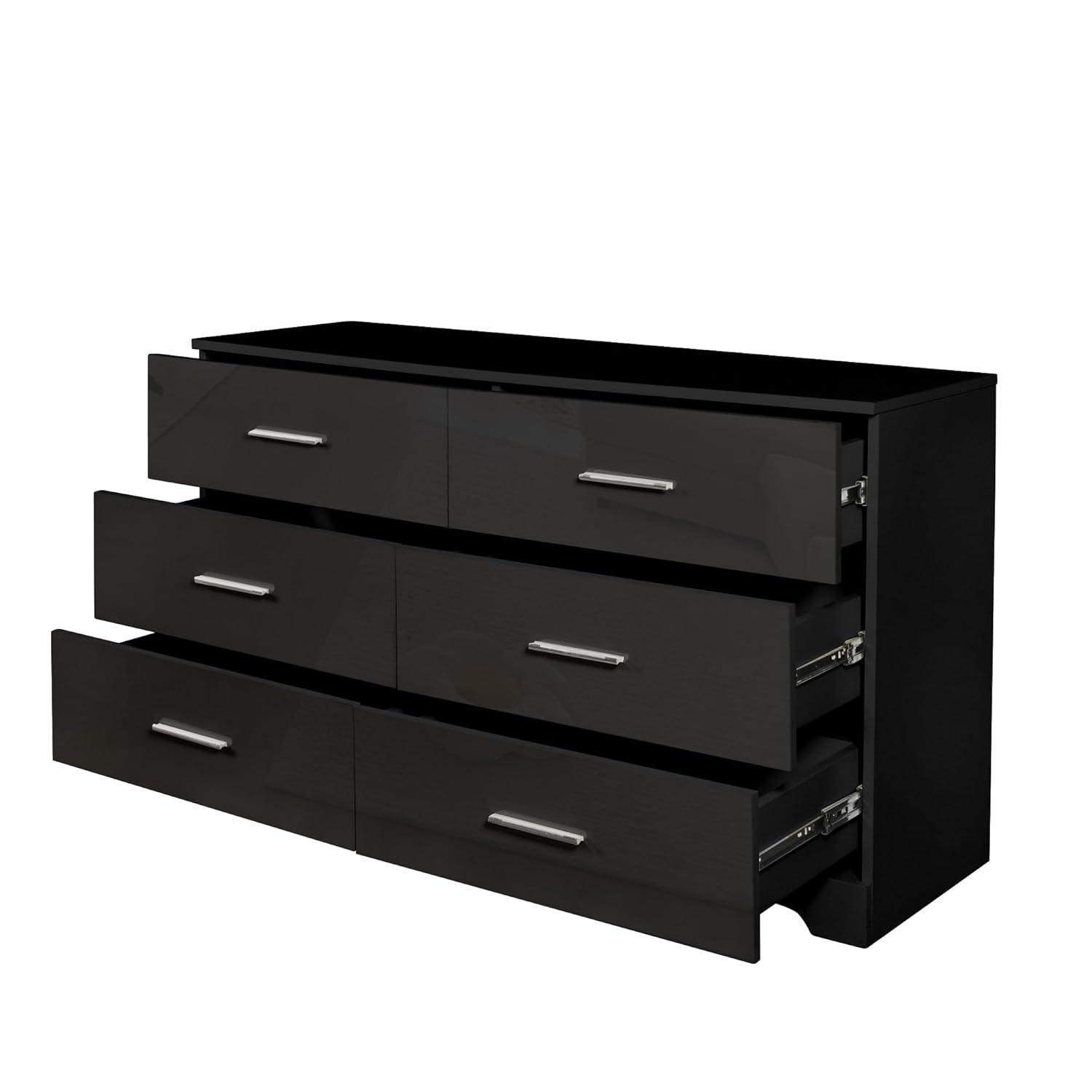 Ktaxon Bedroom Dresser with 6 Drawers, Wooden Double Dresser for Entryway, Wide Storage Cabinet for Living Room, White
