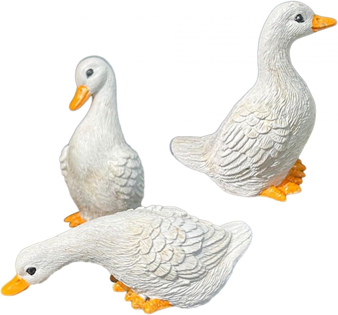 3x Resin Statues Desktop Ornaments Cute Garden Decor Duck Statues Home Decor for Farmhouse Indoors Courtyard Outside Outdoors
