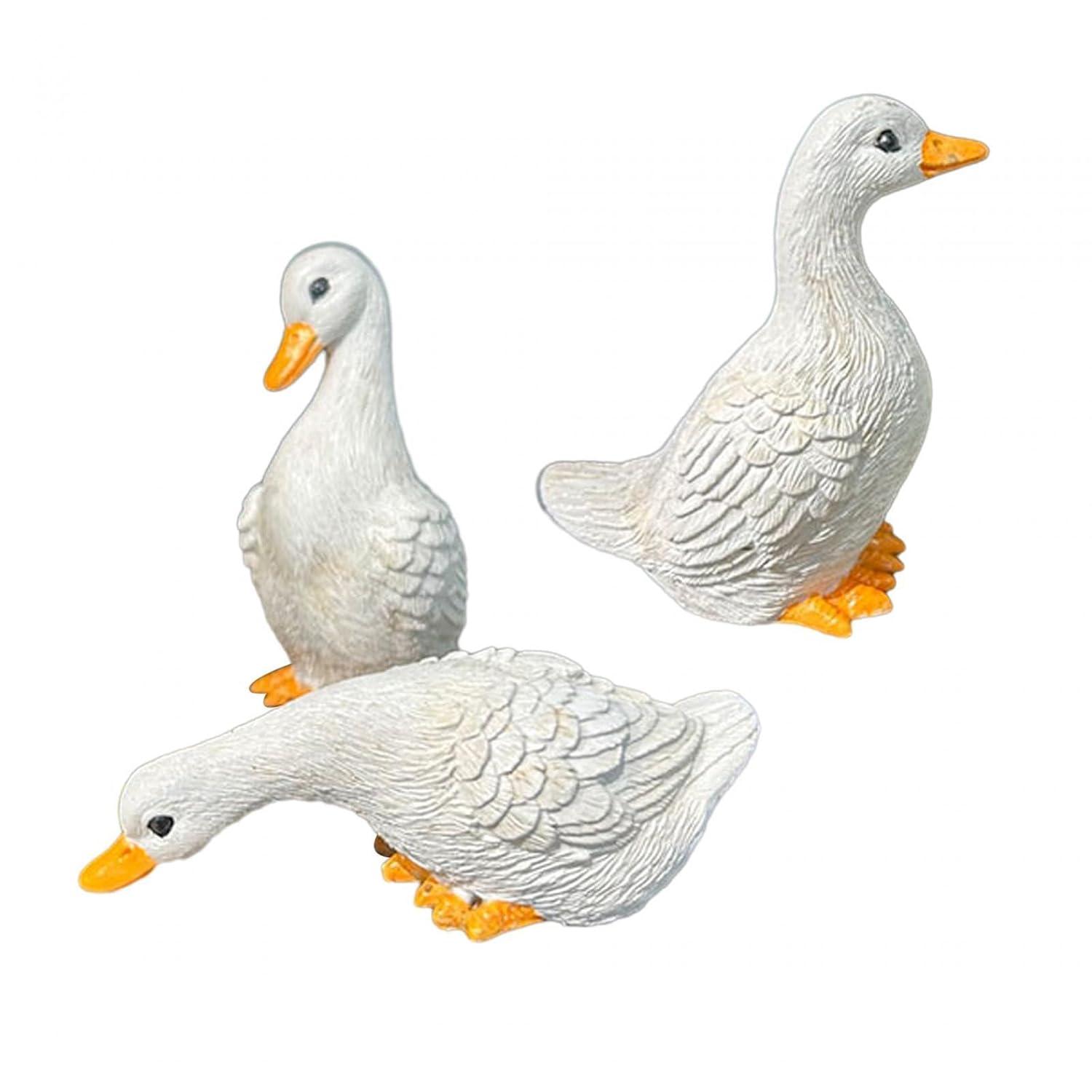 3x Resin Statues Desktop Ornaments Cute Garden Decor Duck Statues Home Decor for Farmhouse Indoors Courtyard Outside Outdoors