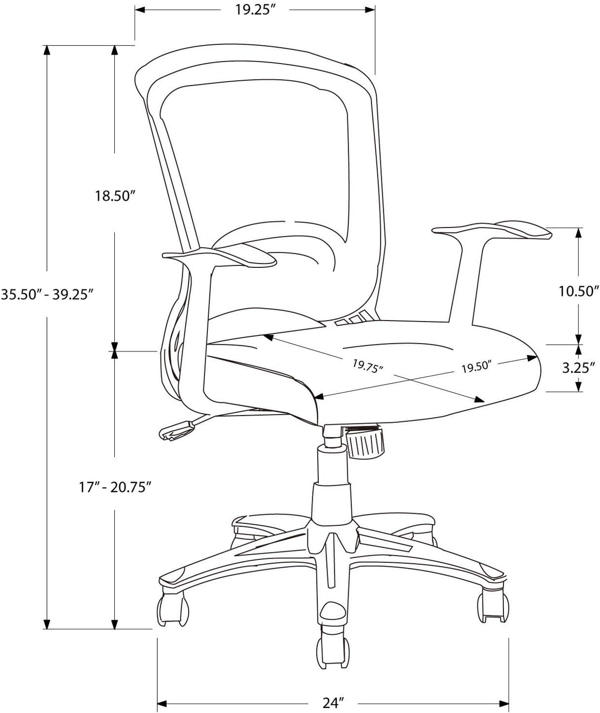 Monarch Specialties Office Chair, Swivel, Ergonomic, Armrests, Computer Desk, Work, Black Mesh