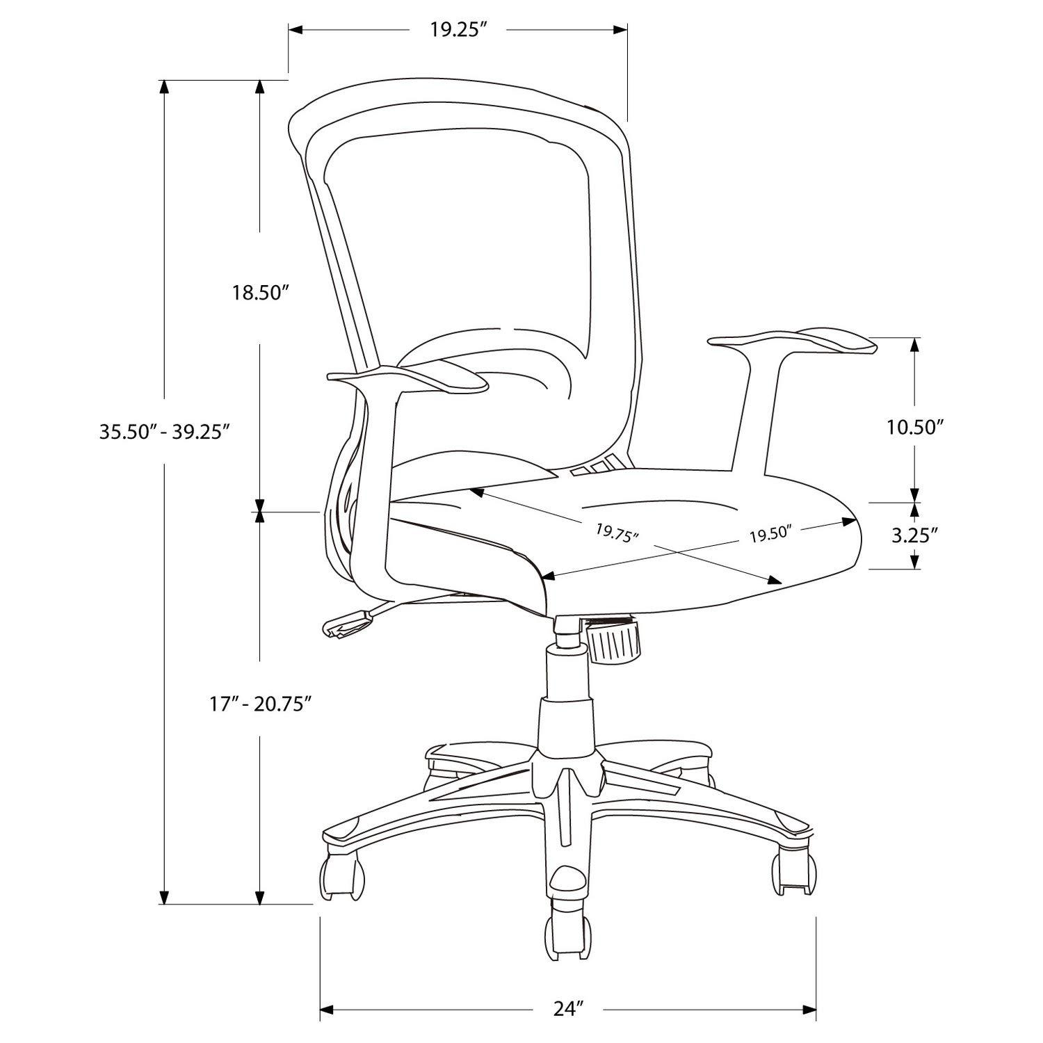 Monarch Specialties Office Chair, Swivel, Ergonomic, Armrests, Computer Desk, Work, Black Mesh