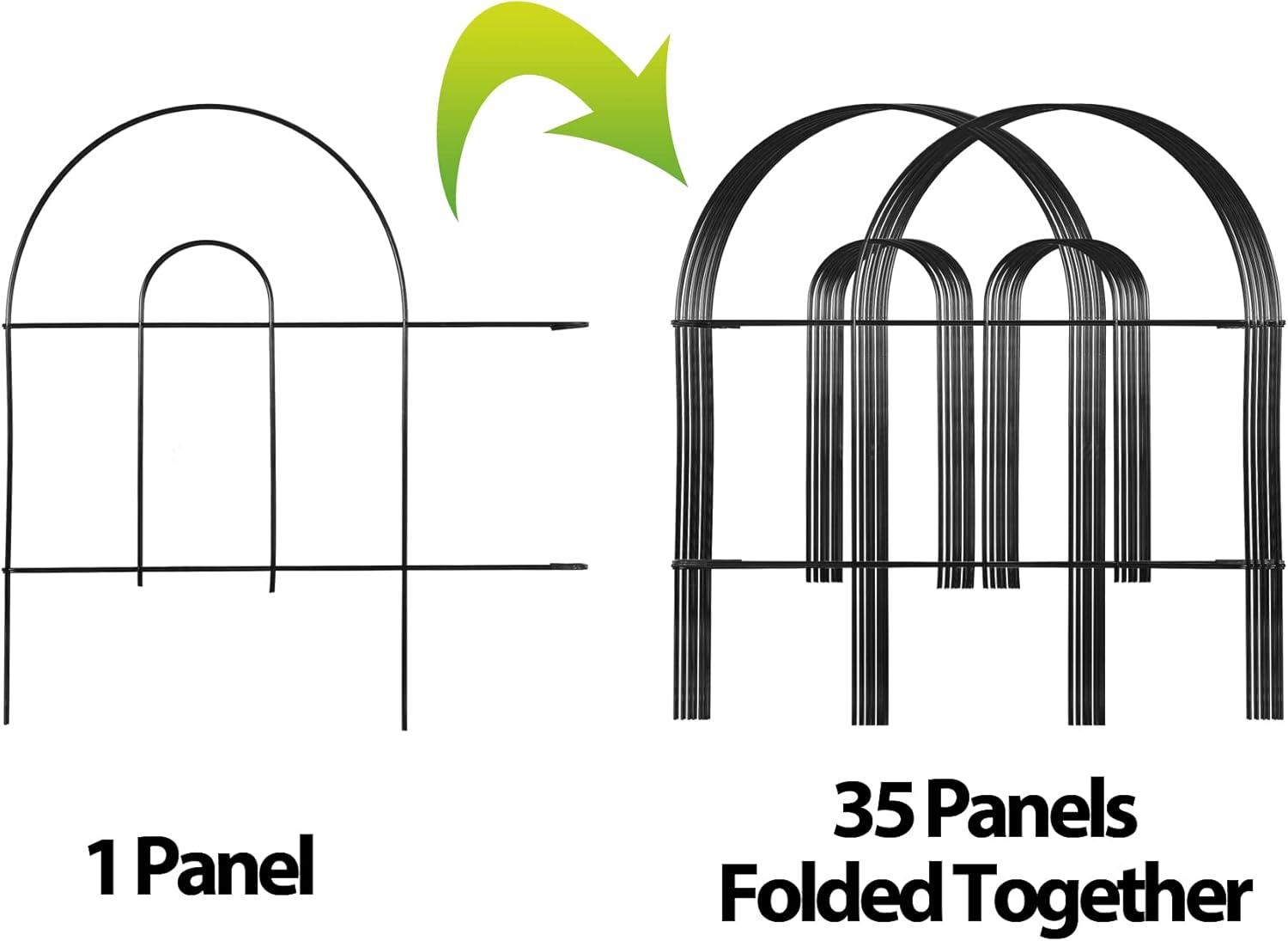 Black Iron Decorative Garden Fence Panels, 50 Ft x 18 In